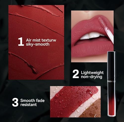 MLSMILE 12PCS Matte & Shiny Liquid Lipstick Set for Women & Girls - Waterproof, Long-Lasting, Non-Sticky