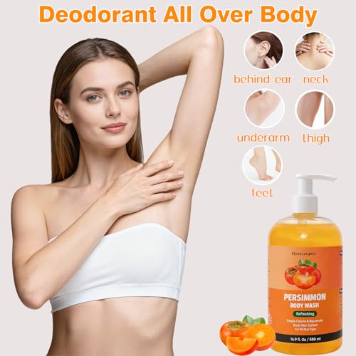 Persimmon Body Wash for Odor Control - 16.9 fl oz, Natural Deodorant