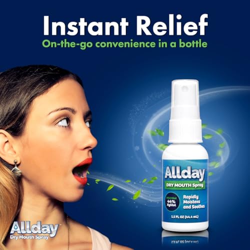Allday Dry Mouth Spray Max Strength with Xylitol 1.5 Fl Oz Pack of 2 - Non-Acidic, Fast Acting, Sugar-Free Oral Care