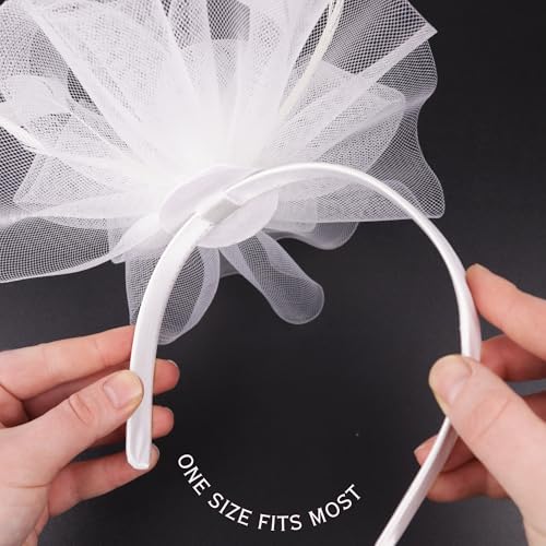 Needzo White Fascinator Headband or Hair Clip Derby Tea Party Accessory