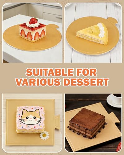 CHONNFEASTT 120PCS Mini Gold Cake Boards - Grease-Proof Dessert Plates