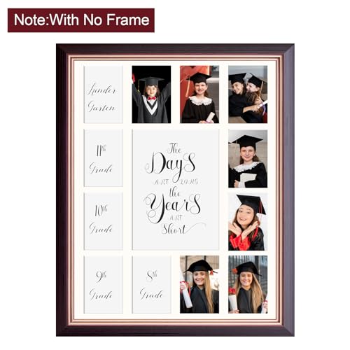 K-12 School Picture Frame Mat for 13 Photos - White