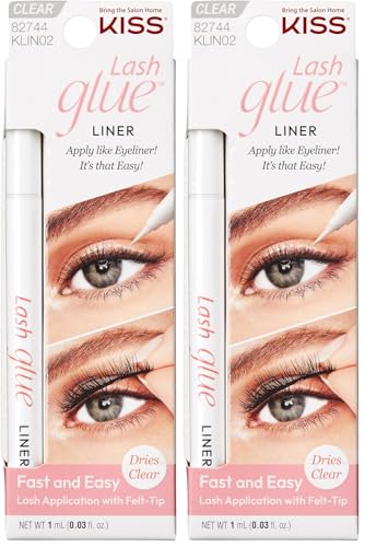 KISS 2-in-1 Lash Glueliner - Felt-Tip Eyeliner & Adhesive, Pack of 2