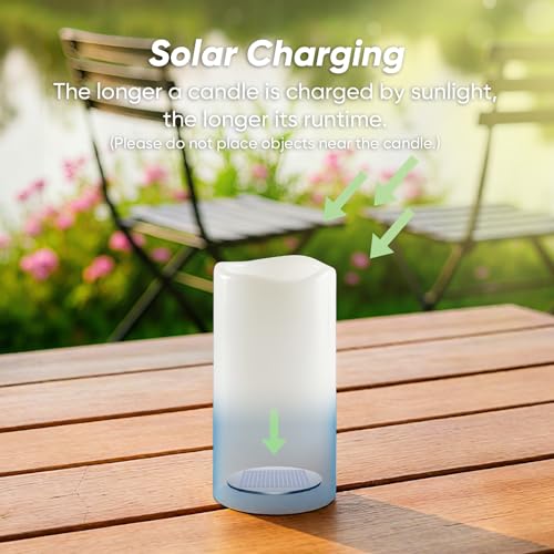 Homemory Solar Candles 4"x8" Waterproof Outdoor Flameless LED