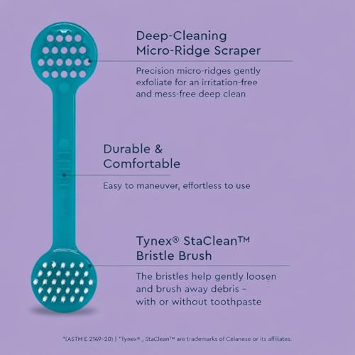 RADIUS 2-in-1 Tongue Cleaner - BPA-Free Tongue Scraper & Brush