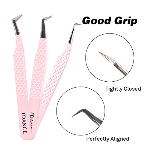 TDANCE Eyelash Extension Tweezers - Precision Stainless Steel Volume Boot Tweezer