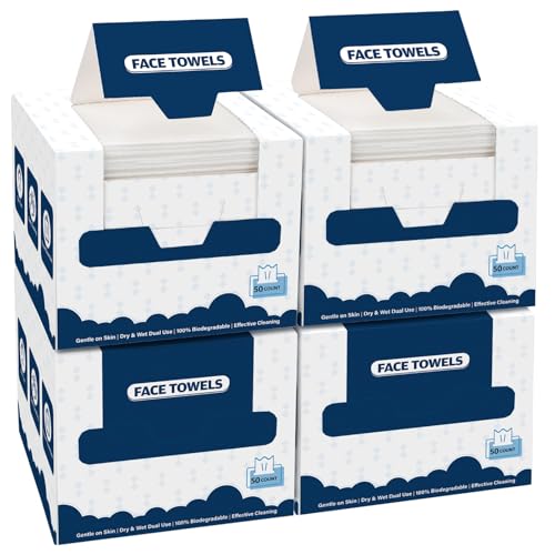 GLIMGLINT Disposable Face Towels - Pack of 200, Soft & Reusable Makeup Wipes