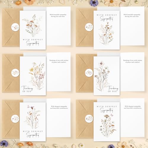 Bulk Sympathy Cards Set - 24 Elegant Condolence Cards with Envelopes
