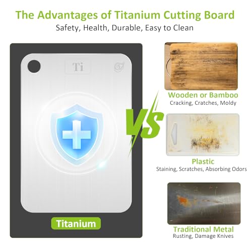 Rexspt 100% Pure Titanium Cutting Board - Double-Sided, Food-Grade