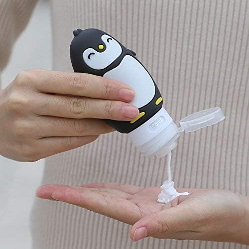 Leakproof Silicone Travel Bottles Set | 3oz Refillable Penguin Containers - TSA Approved, BPA Free
