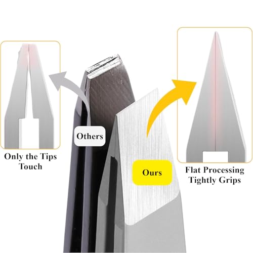 APEXAY Slanted Professional Stainless Steel Tweezers for Eyebrows & Crafts