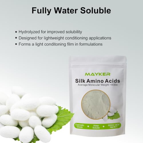 Hydrolyzed Silk Amino Acids Powder - Cosmetic Grade Moisturizing & Conditioning Ingredient for Skincare & Hair Care, 2.12 oz