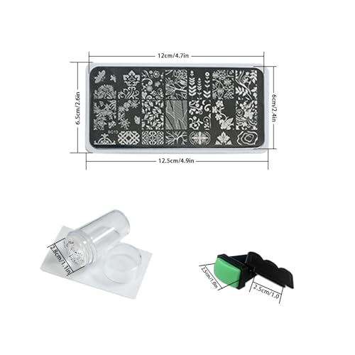 10-Piece Nail Art Stamping Plate Set with Stamper and Holder