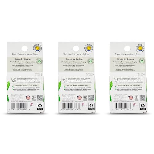 RADIUS Vegan Dental Floss - Peppermint, 55 Yards, Pack of 3