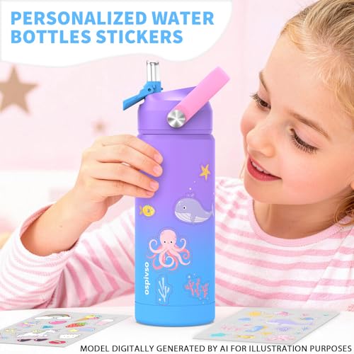 Ospivso Kids Purple Insulated Water Bottle 18 oz with Straw