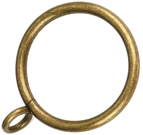 40 Pack Antique Brass Curtain Rings with Clips - 1 Inch Metal Drapery Hangers