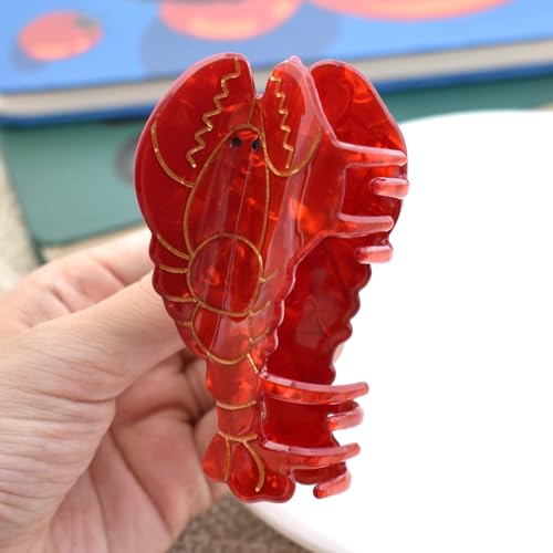 Lobster Shape Hair Claws for Medium Thick Hair - Red Clips