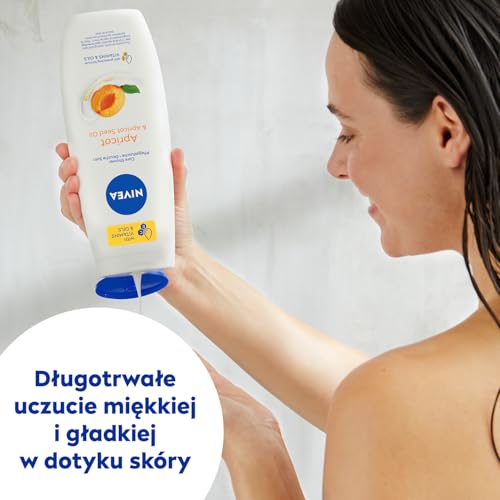 NIVEA Apricot Nourishing Shower Gel 500ml - Hydrating Daily Cleanser with Vitamins C & E
