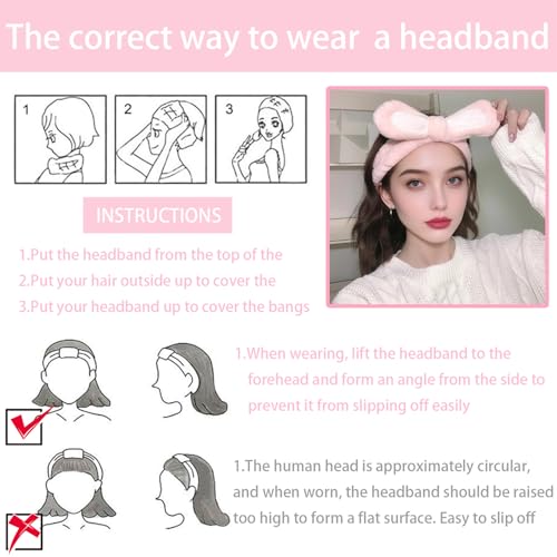 Cute Bunny Ears Spa Headbands for Women - 2 Pack Coral Fleece