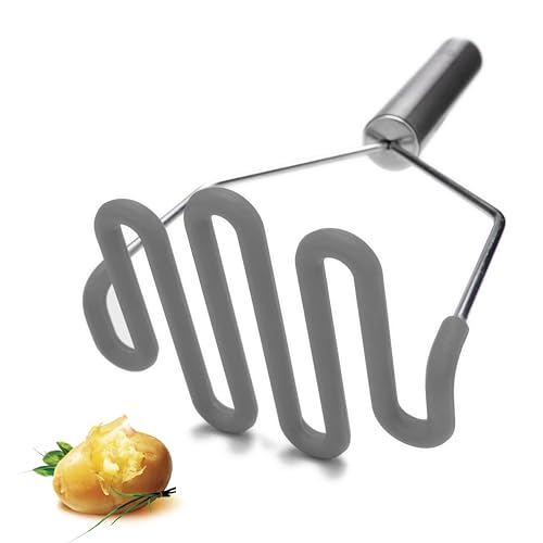 Jell-Cell Potato Masher - Silicone Coated Stainless Steel for Scratch-Free Mashing