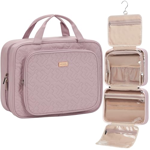 NISHEL Peach-Pink Large Travel Toiletry Bag Hanging Organizer with Pockets