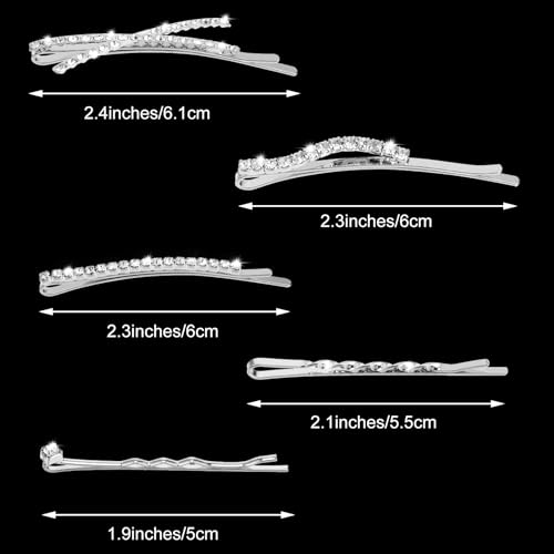 10Pcs Rhinestone Hair Pins Set - Crystal Diamond Bling Bobby Clips for Women & Girls