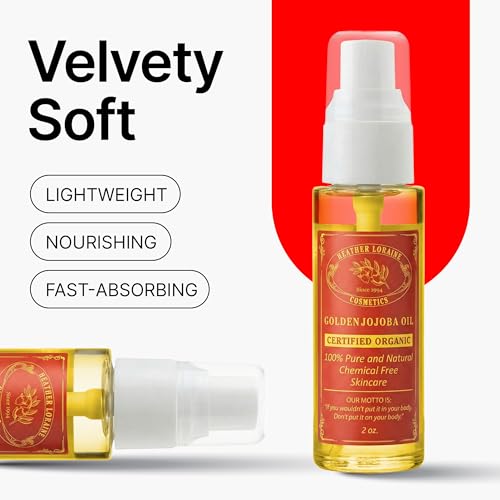 Heather Loraine Organic Golden Jojoba Oil - 2 Fl Oz Unrefined Face & Hair