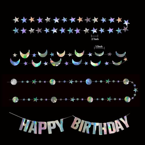 Metallic Star and Moon Garland Decoration Kit - 49ft Birthday Banner