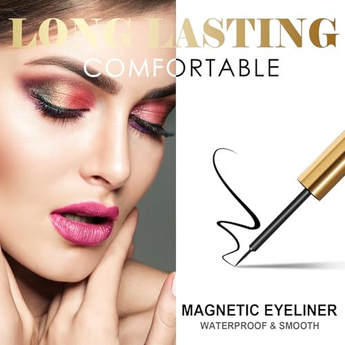 Magnetic Eyelashes Kit - 10 Pairs Reusable 3D Lashes with Eyeliner