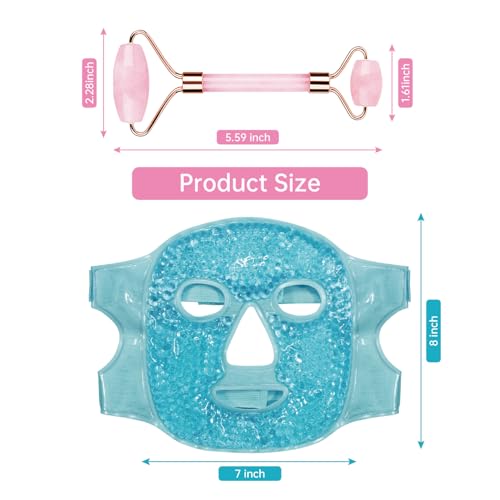 ZNÖCUETÖD Ice Face Mask & Jade Roller Set - Blue & Pink