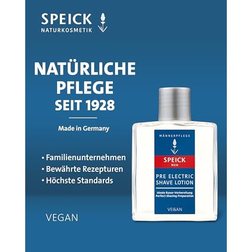 Speick Men Pre Electric Shave Lotion with Relaxing Lavender Oil and a Blend of Essential Oils, Natural Vegan Skin Care, 3.4 Fluid Ounces