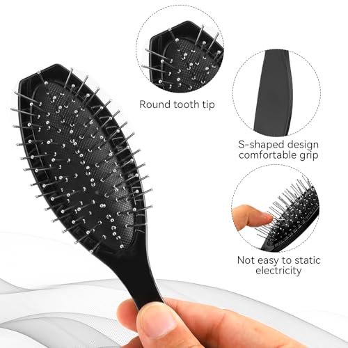 Mozeat 2-Pack Wig Brushes for Synthetic Hair - Black & Rose Red, Lightweight & Durable