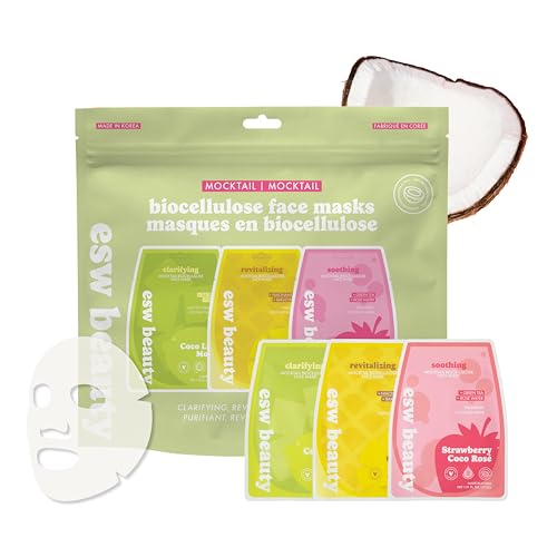 Mocktail Face Mask Set by ESW Beauty - 3 Pack Korean Skin Care