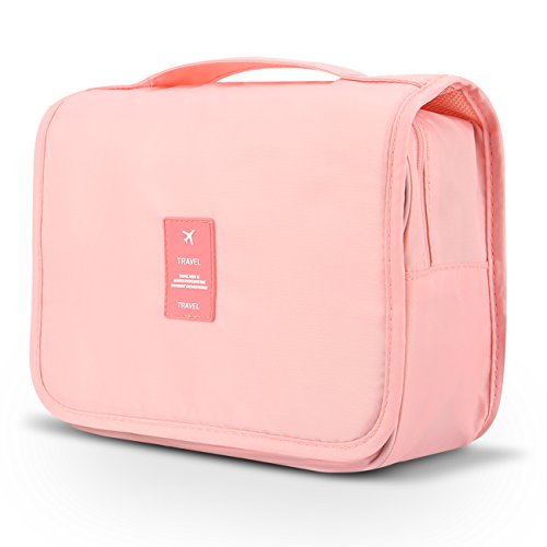 Mossio Large Hanging Toiletry & Makeup Bag - Light Pink Travel Organizer with Hook