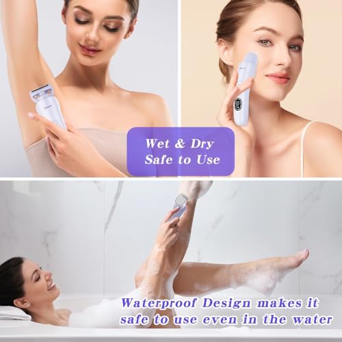Hatteker Women's Electric Shaver Trimmer - Purple, Waterproof 3-in-1