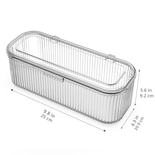 JessLab Clear Makeup Brush Holder Organizer with Lid - 1 Pack