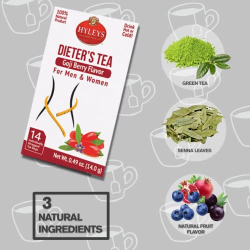 Hyleys Dieter's Tea with Goji Berry Flavor - Weight Loss Detox, 14 Bags