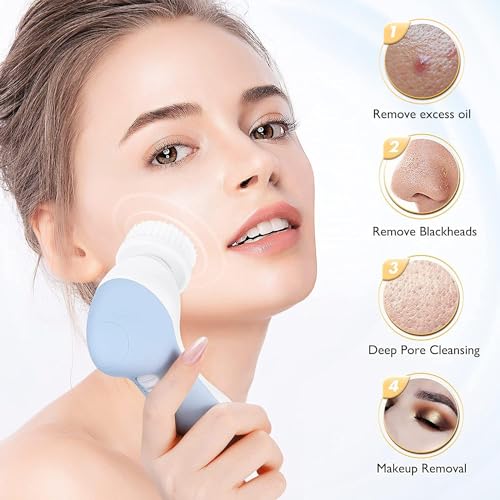 COSLUS 2-in-1 Facial Cleansing Brush - Electric Exfoliator for Deep Cleaning