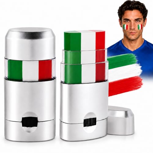 Mexican Eye Black,Mexico Green White and Red Patriotic Italy Flag Body Face Paint Stick for Fans,Waterproof Sport Face Paint for Soccer Baseball Softball Football Game Day Party,2 PCS