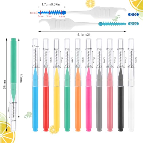355-Piece Interdental Brush and Floss Pick Set for Braces - Multicolor