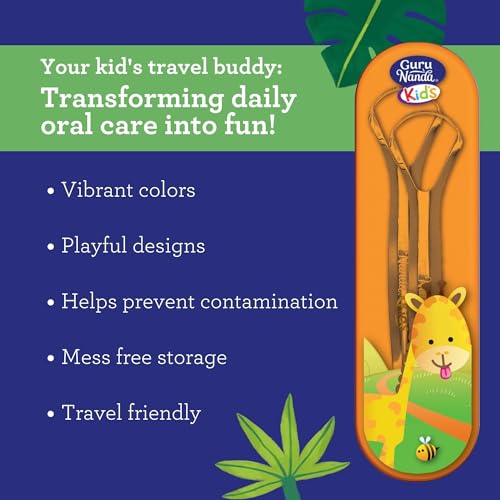 Kids Tongue Scraper Stainless Steel 2-Pack with Travel Case - Gentle Oral Hygiene