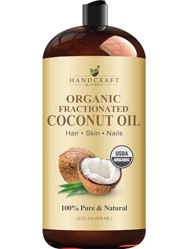 Organic Fractionated Coconut Oil 28 Fl Oz - Pure, Versatile Carrier Oil for Skin, Hair & Aromatherapy (Pack of 1)
