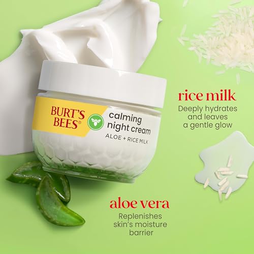 Burt's Bees Calming Night Cream 1.8 oz - Aloe & Rice Milk Moisturizer