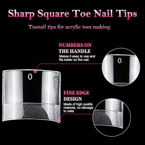 AddFavor 240pcs Half Cover Clear Gel Toe Nail Tips - Square Matte