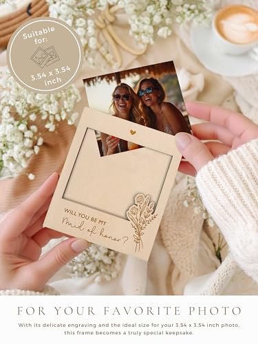 Maid of Honor Proposal Magnetic Wooden Photo Frame - 4.5 x 3.9 Inches