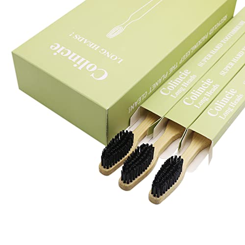 Colincie Extra Hard Bamboo Charcoal Toothbrush - Pack of 12