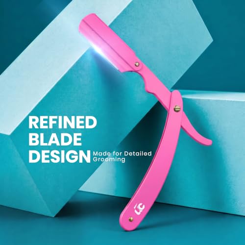 Utopia Care Professional Straight Razor for Men with 100 Blades - Pink, Safety Barber Razor