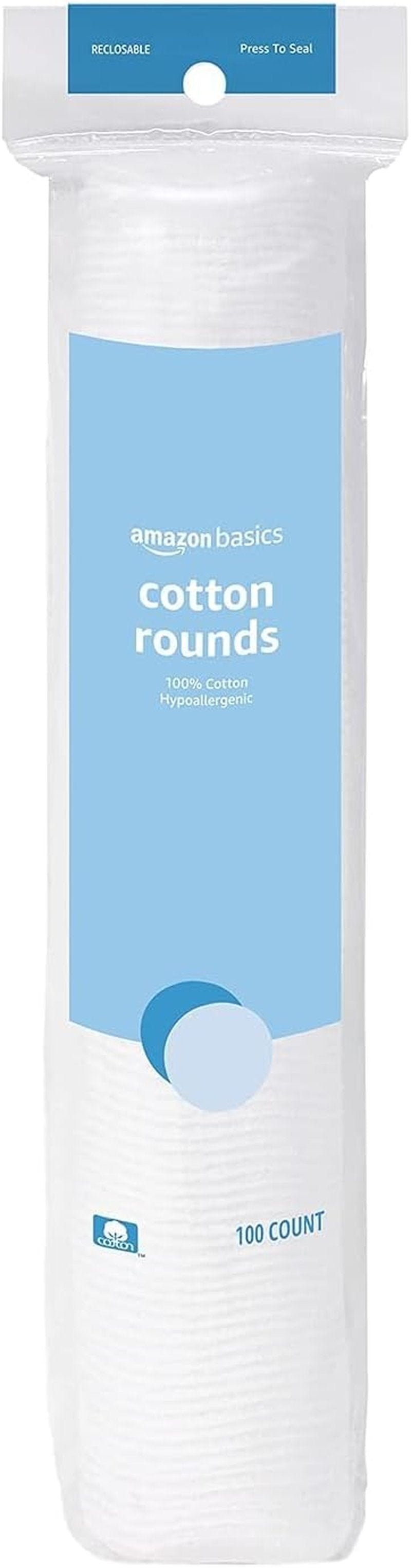 Hypoallergenic Cotton Rounds for Makeup Removal & Skincare - 100 Count Pack