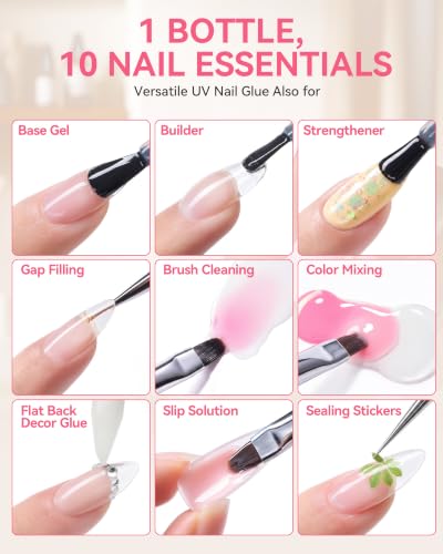 Makartt 10-in-1 UV Nail Glue Gel - Strong, Low Heat, 15ML