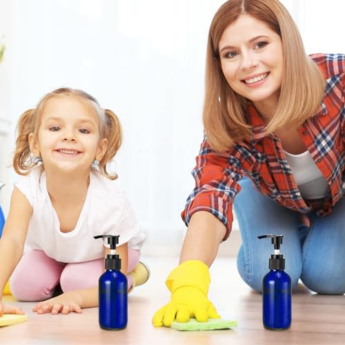 Fumete 2 Pack 4oz Glass Spray Bottles with Black Top | Refillable for Essential Oils & Travel